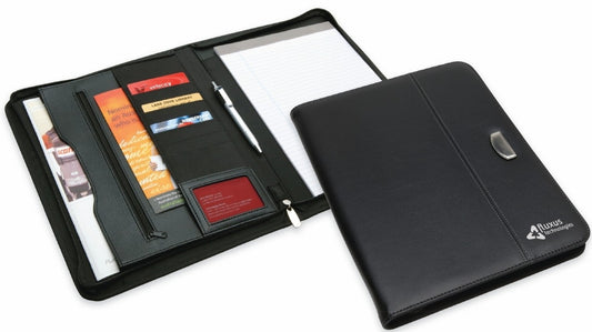 Metal Clip Branded Zippered Folios