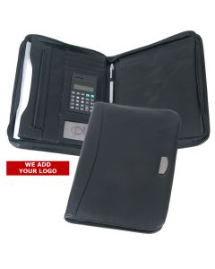 A4 Leather Look Promotional Zip Folios